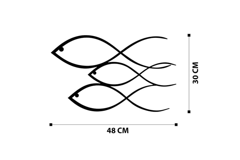 Fish Vægdekor - Sort - Boligtilbehør - Vægdekoration - Skilt - Emaljeskilte