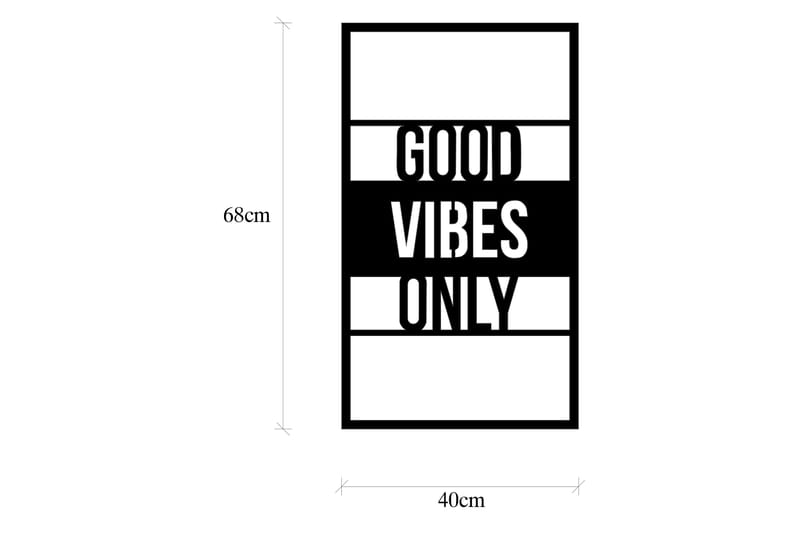 Good Vibes Only 40 cm Vægdekor - Sort - Boligtilbehør - Vægdekoration - Skilt - Emaljeskilte