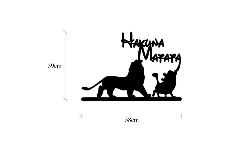 Hakuna Matata Lion And Piggy Vægdekor - Sort - Boligtilbehør - Vægdekoration - Skilt - Emaljeskilte