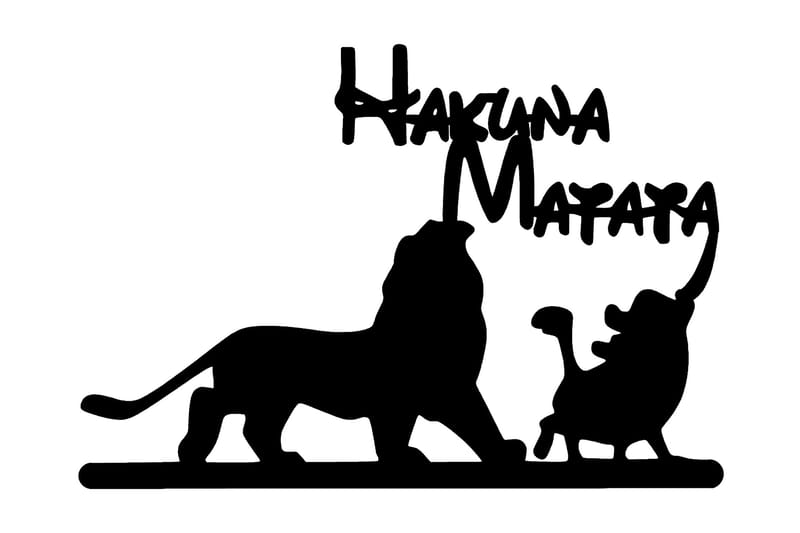 Hakuna Matata Lion And Piggy Vægdekor - Sort - Boligtilbehør - Vægdekoration - Skilt - Emaljeskilte