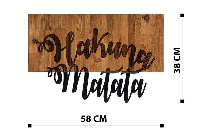 Hakung Matata Vægdekor - Sort/Valnød - Emaljeskilte