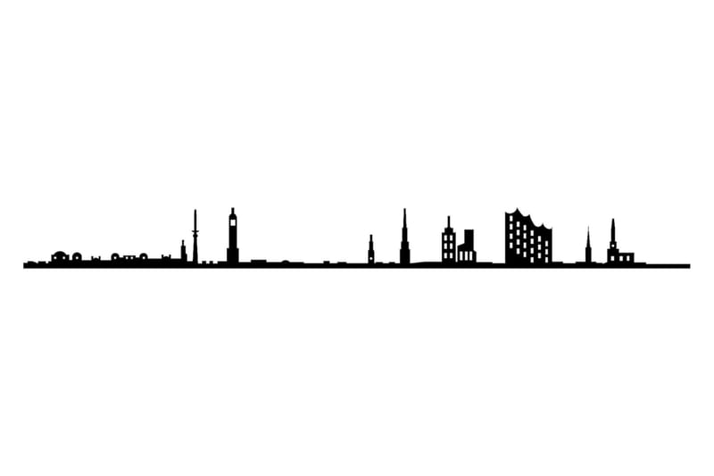 Hamburg Skyline Vægdekor - Sort - Boligtilbehør - Vægdekoration - Skilt - Emaljeskilte