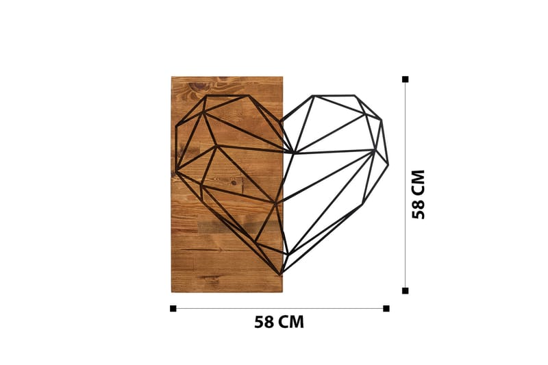 Heart Vægdekor - Sort/Valnød - Boligtilbehør - Vægdekoration - Skilt - Emaljeskilte