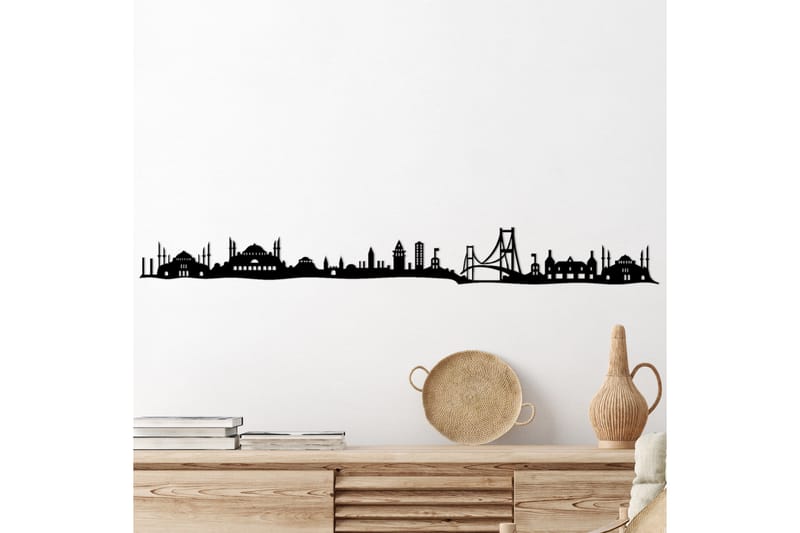 Istanbul Skyline Vægdekor - Sort - Emaljeskilte