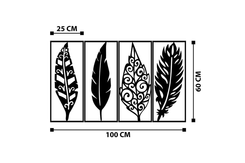 Leaves Vægdekor - Sort - Boligtilbehør - Vægdekoration - Skilt - Emaljeskilte