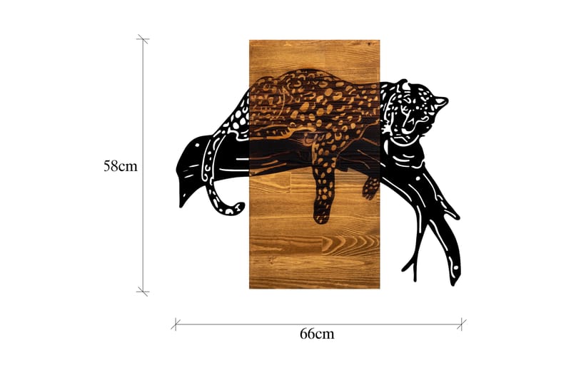 Leopard Vægdekor - Sort/Valnød - Boligtilbehør - Vægdekoration - Skilt - Emaljeskilte