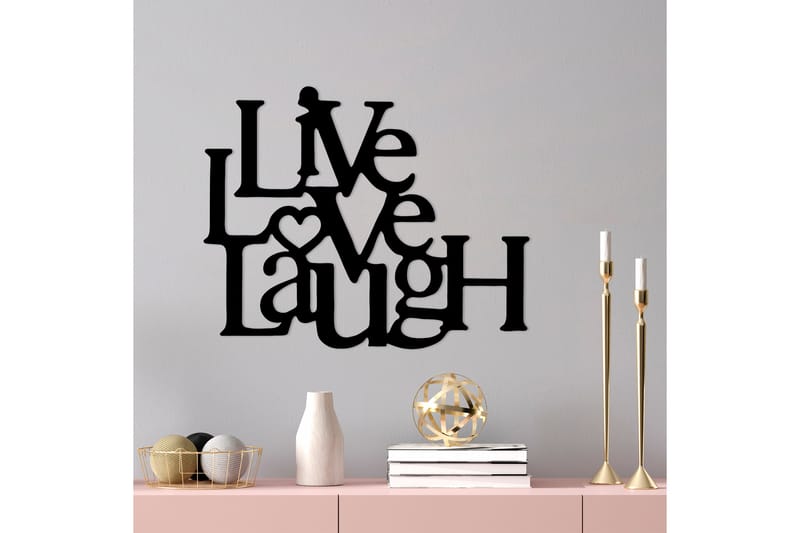 Live-Love-Laugh Vægdekor - Sort - Boligtilbehør - Vægdekoration - Skilt - Emaljeskilte