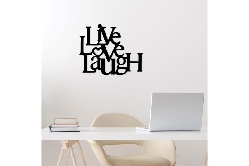 Live-Love-Laugh Vægdekor - Sort - Boligtilbehør - Vægdekoration - Skilt - Emaljeskilte