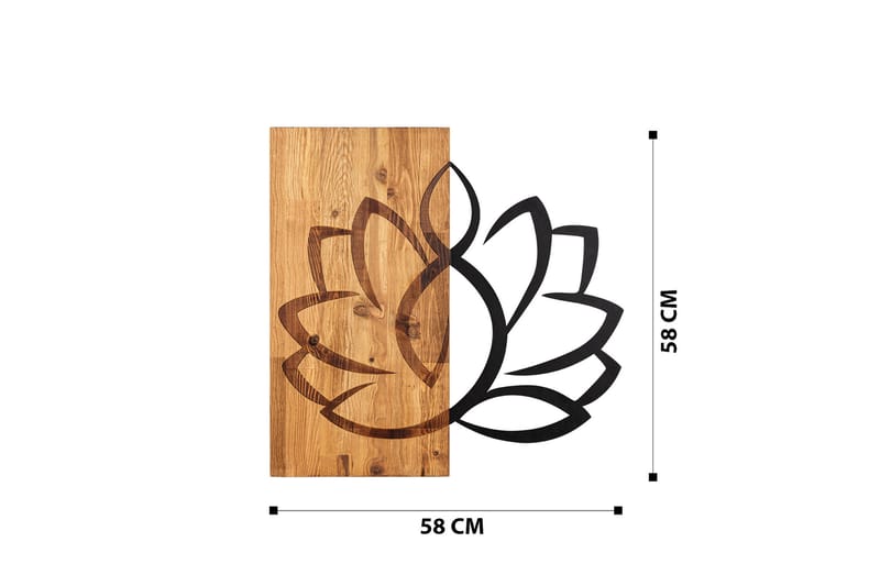 Lotus Vægdekor - Sort/Valnød - Boligtilbehør - Vægdekoration - Skilt - Emaljeskilte