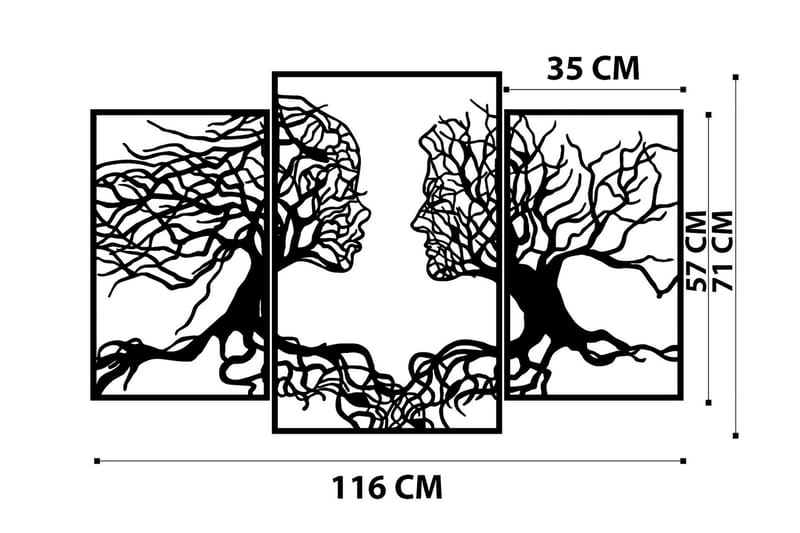 Love Tree Vægdekor - Sort - Boligtilbehør - Vægdekoration - Skilt - Emaljeskilte