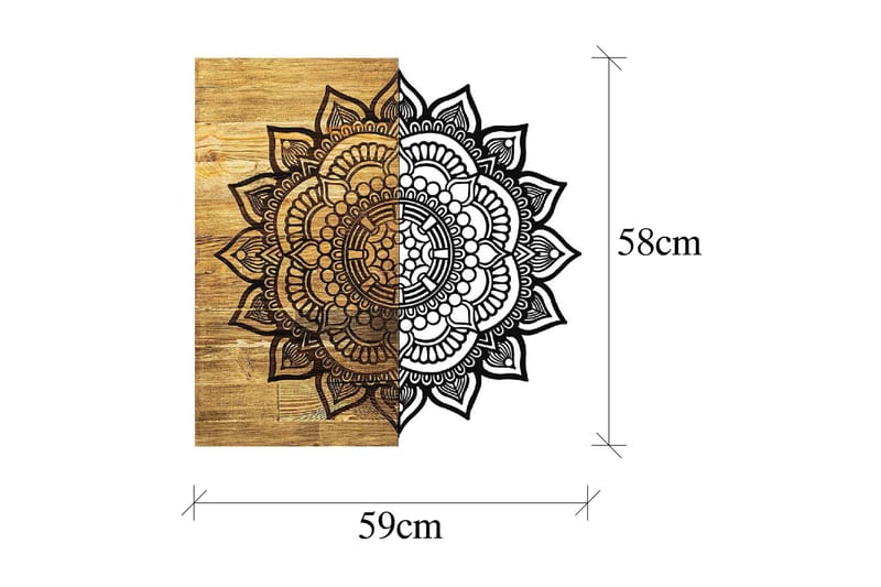 Mandala 4 Vægdekor - Natur/Sort - Boligtilbehør - Vægdekoration - Skilt - Emaljeskilte