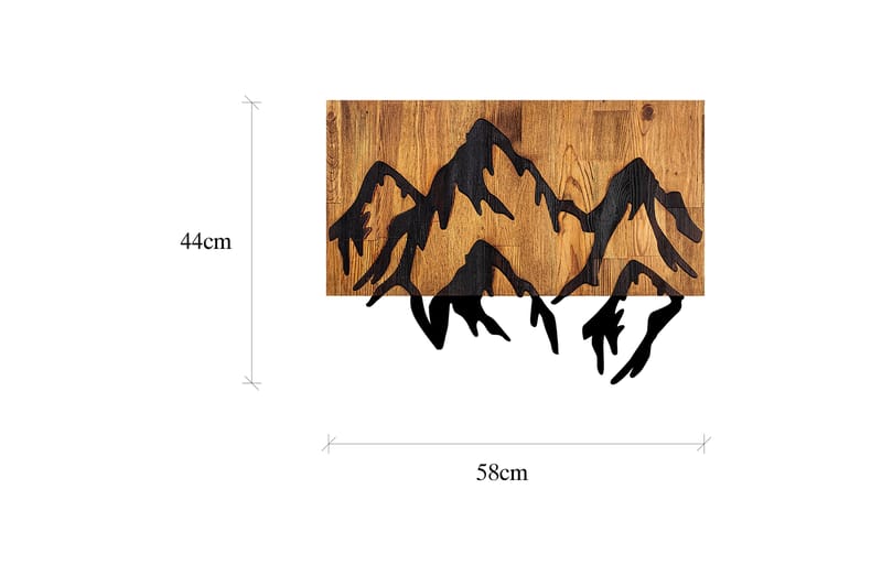 Mountain 5 Vægdekor - Sort/Lys Valnød - Boligtilbehør - Vægdekoration - Skilt - Emaljeskilte