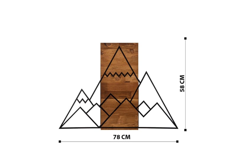 Mountain Vægdekor - Sort/Valnød - Emaljeskilte