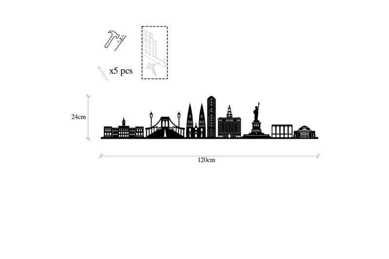 New York Skyline Vægdekor - Sort - Boligtilbehør - Vægdekoration - Skilt - Emaljeskilte