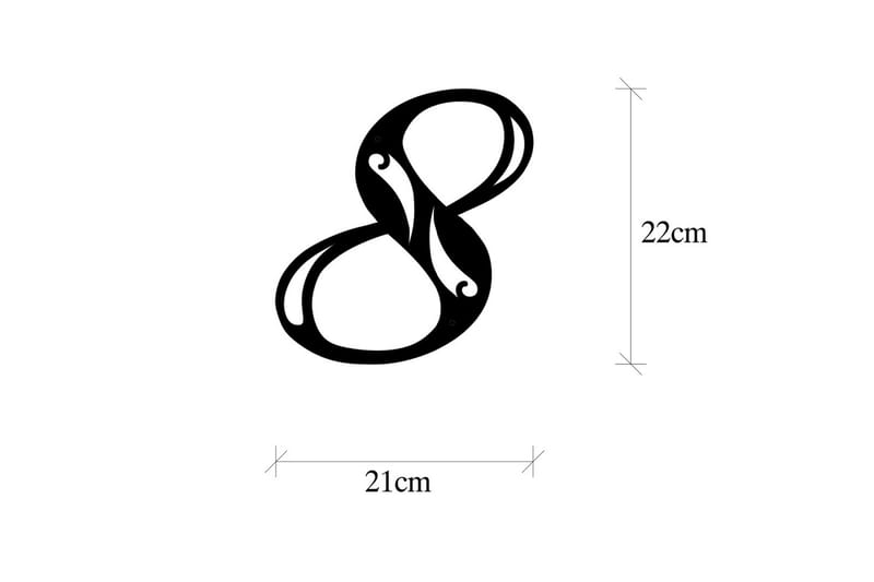 Number 8 - 2 Vægdekor - Sort - Boligtilbehør - Vægdekoration - Skilt - Emaljeskilte