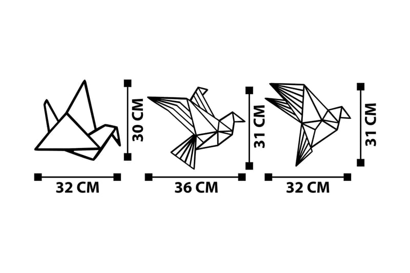 Origami Vægdekor - Sort - Boligtilbehør - Vægdekoration - Skilt - Emaljeskilte