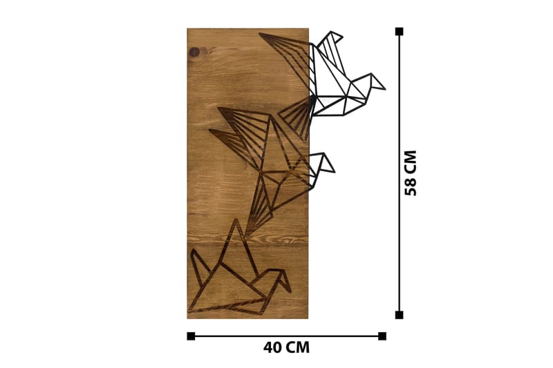 Origami Vægdekor - Sort/Valnød - Boligtilbehør - Vægdekoration - Skilt - Emaljeskilte