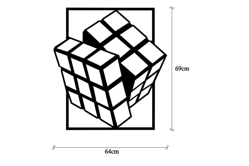 Rubik's Cube Vægdekor - Sort - Boligtilbehør - Vægdekoration - Skilt - Emaljeskilte