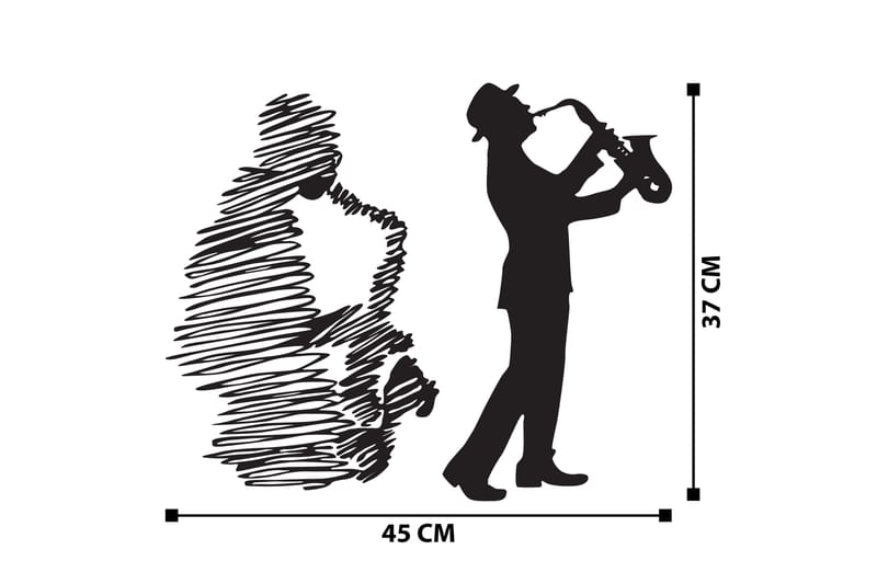 Saksafon Vægdekor - Sort - Boligtilbehør - Vægdekoration - Skilt - Emaljeskilte
