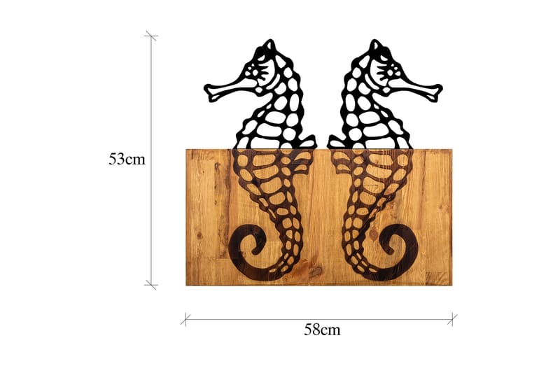 Seahorse Vægdekor - Sort/Valnød - Boligtilbehør - Vægdekoration - Skilt - Emaljeskilte