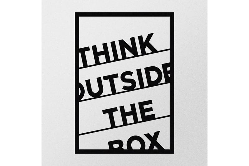 Think Outside The Box 50 cm Vægdekor - Sort - Emaljeskilte