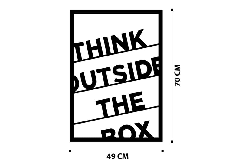 Think Outside The Box 50 cm Vægdekor - Sort - Emaljeskilte