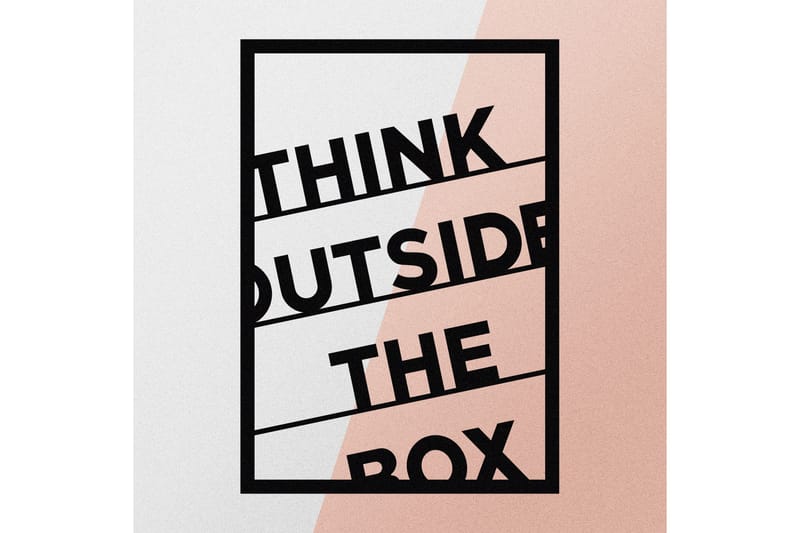 Think Outside The Box 50 cm Vægdekor - Sort - Emaljeskilte