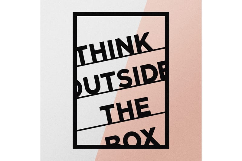 Think Outside The Box 50 cm Vægdekor - Sort - Boligtilbehør - Vægdekoration - Skilt - Emaljeskilte