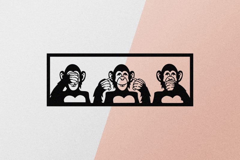 Three Monkeys M Vægdekor - Sort - Boligtilbehør - Vægdekoration - Skilt - Emaljeskilte