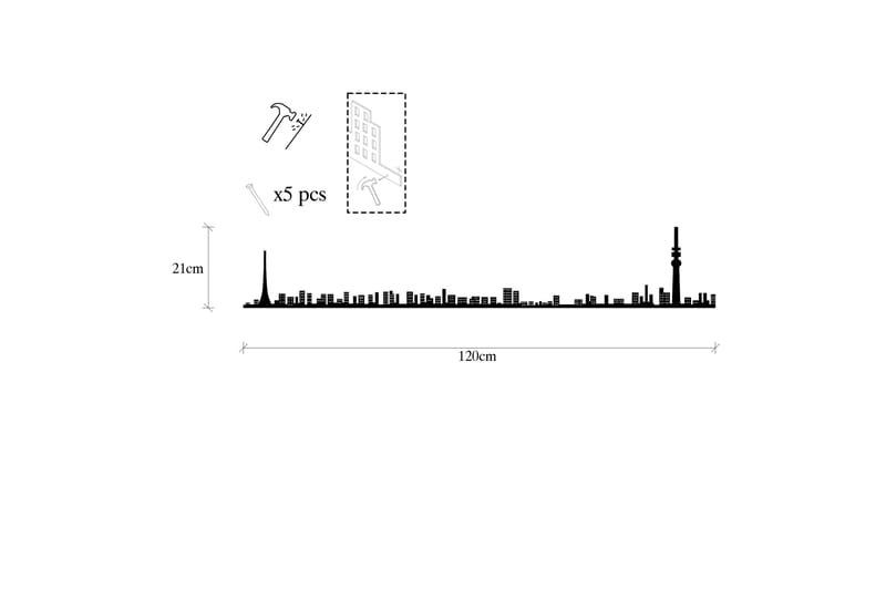 Tokyo Skyline Vægdekor - Sort - Boligtilbehør - Vægdekoration - Skilt - Emaljeskilte
