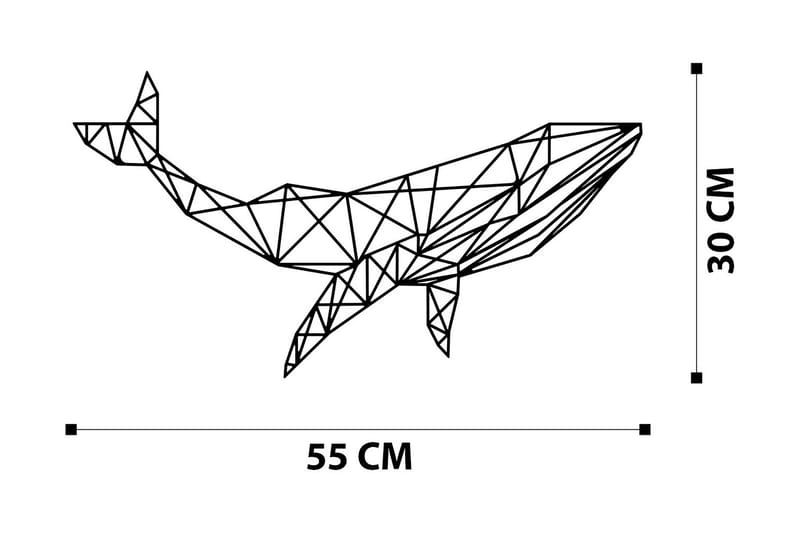 Whale 1 Vægdekor - Sort - Emaljeskilte