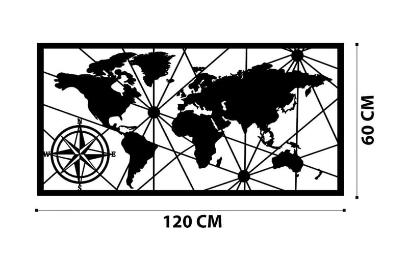 World Map 1 Large Vægdekor - Sort - Boligtilbehør - Vægdekoration - Skilt - Emaljeskilte