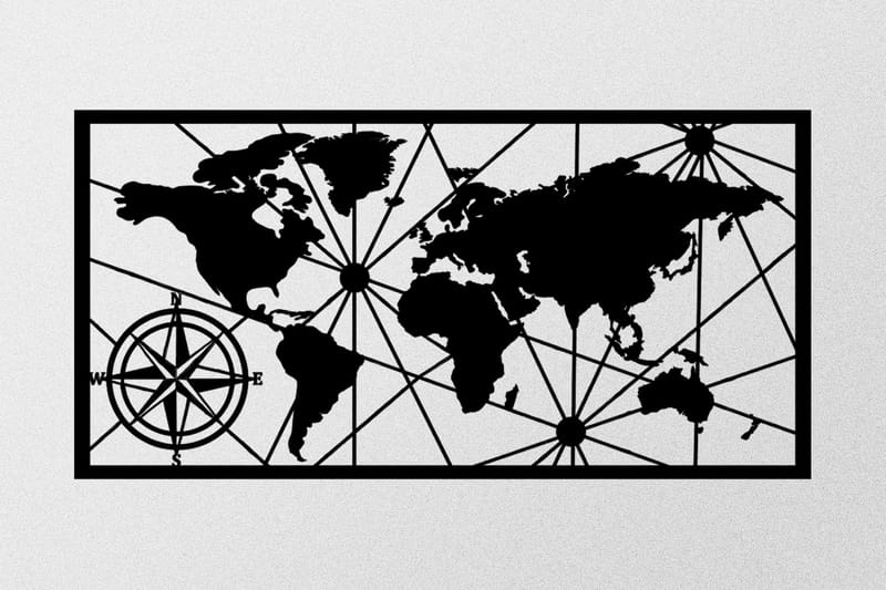 World Map 1 Large Vægdekor - Sort - Boligtilbehør - Vægdekoration - Skilt - Emaljeskilte