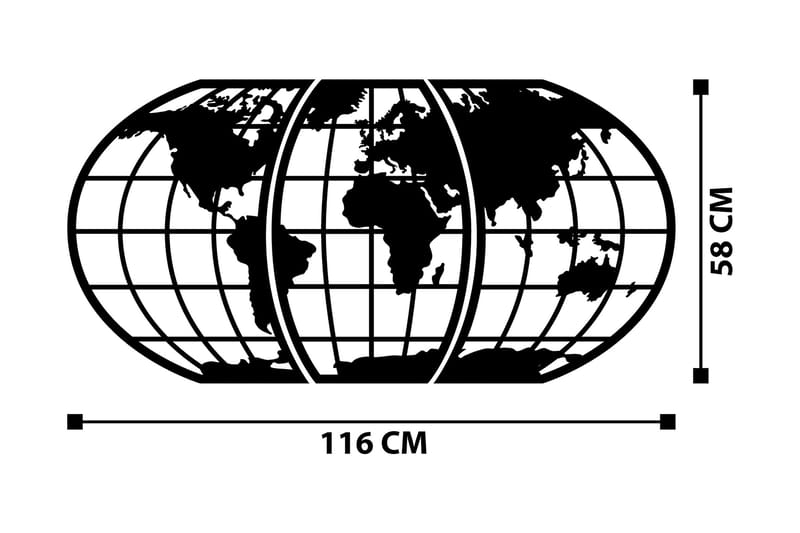 World Map 11 Vægdekor - Sort - Boligtilbehør - Vægdekoration - Skilt - Emaljeskilte