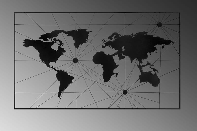 World Map 16 Vægdekor - Sort - Boligtilbehør - Vægdekoration - Skilt - Emaljeskilte