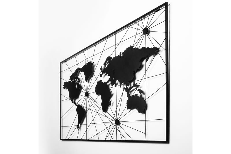 World Map 16 Vægdekor - Sort - Boligtilbehør - Vægdekoration - Skilt - Emaljeskilte