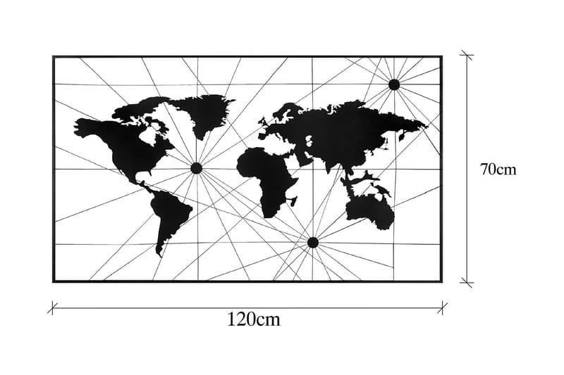 World Map 16 Vægdekor - Sort - Boligtilbehør - Vægdekoration - Skilt - Emaljeskilte