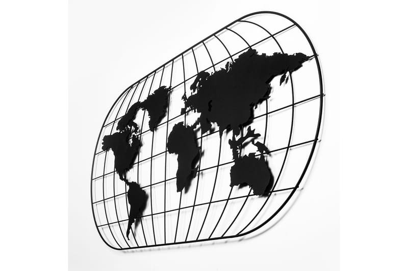 World Map 17 Vægdekor - Sort - Boligtilbehør - Vægdekoration - Skilt - Emaljeskilte