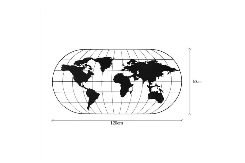 World Map 17 Vægdekor - Sort - Boligtilbehør - Vægdekoration - Skilt - Emaljeskilte