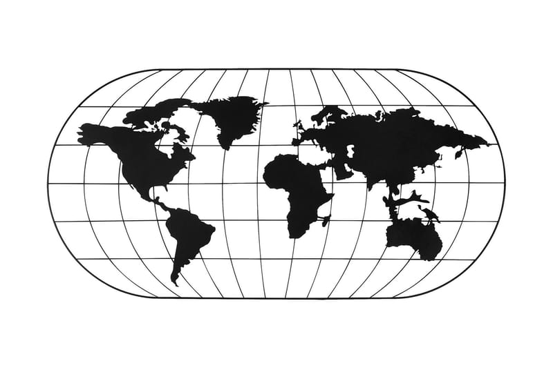 World Map 17 Vægdekor - Sort - Boligtilbehør - Vægdekoration - Skilt - Emaljeskilte