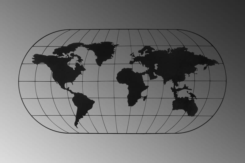 World Map 17 Vægdekor - Sort - Boligtilbehør - Vægdekoration - Skilt - Emaljeskilte