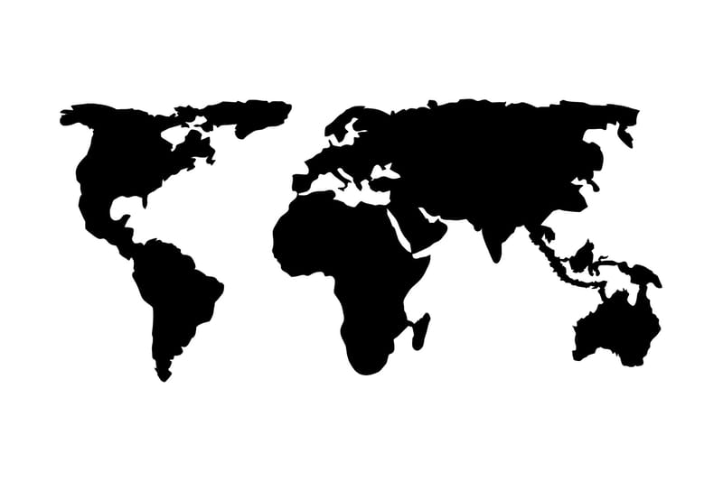 World Map 2 Vægdekor - Sort - Boligtilbehør - Vægdekoration - Skilt - Emaljeskilte