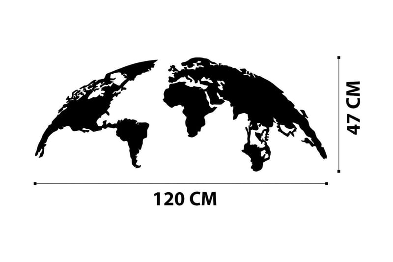 World Map Medium Vægdekor - Sort - Boligtilbehør - Vægdekoration - Skilt - Emaljeskilte