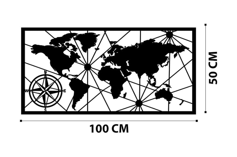 World Map Medium Vægdekor - Sort - Boligtilbehør - Vægdekoration - Skilt - Emaljeskilte