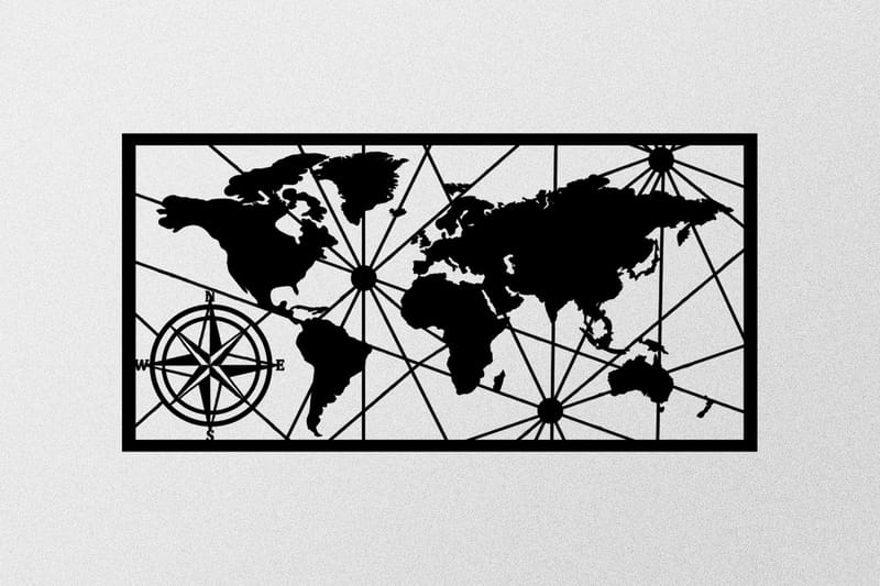 World Map Medium Vægdekor - Sort - Boligtilbehør - Vægdekoration - Skilt - Emaljeskilte