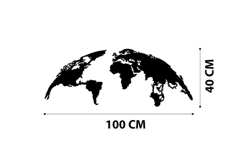 World Map Small 100 cm Vægdekor - Sort - Boligtilbehør - Vægdekoration - Skilt - Emaljeskilte