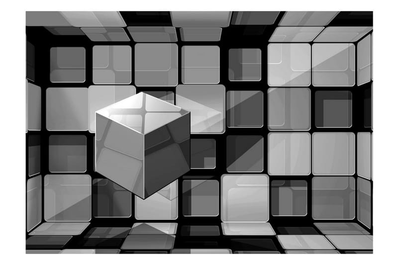 Canvastavle Rubik's Cube In Grey 100x70 - Artgeist sp. z o. o. - Boligtilbehør - Vægdekoration - Tapeter - Fototapeter