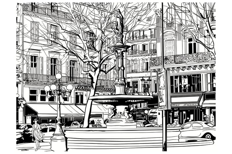 Canvastavle Tæppe af Parisian springvand 250x193 - Artgeist sp. z o. o. - Boligtilbehør - Vægdekoration - Tapeter - Fototapeter