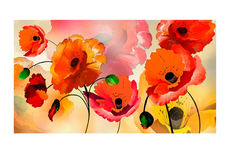 Canvastavle XXL Velour Poppies 500x280 - Artgeist sp. z o. o. - Boligtilbehør - Vægdekoration - Tapeter - Fototapeter