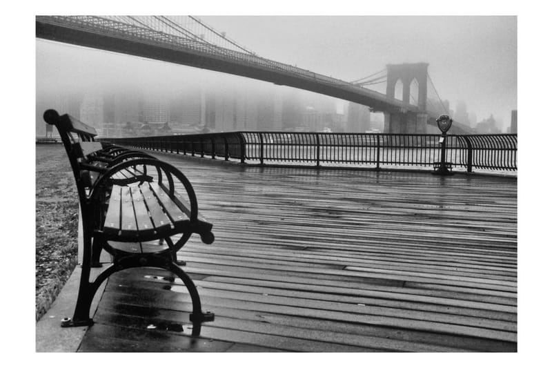 Fototapet A Foggy Day On The Brooklyn Bridge 100x70 - Artgeist sp. z o. o. - Fototapeter